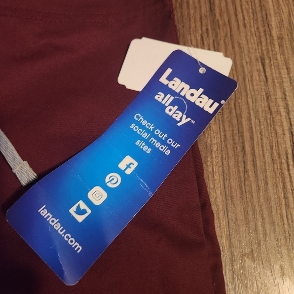 LANDAU Burgundy Scrub Pants Draw String Waist Size Small With Free Scrub Cap NWT - Picture 3 of 5